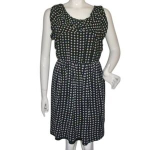 ARMANI COLLEZIONI Silk Dress, 10, Black, White Abstract Floral, Sleeveless